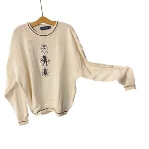 Vintage Caramel Golf Cream Crewneck Sweater for Men XXL 100% cotton USA made